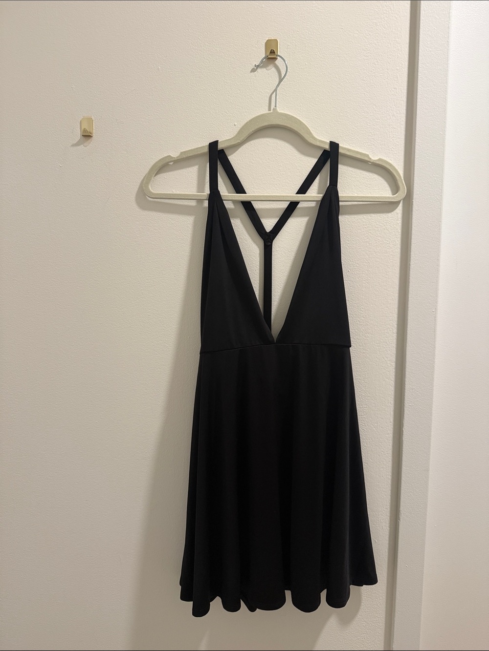 NBD Black Deep V Mini Dress with Y Shaped Low Back